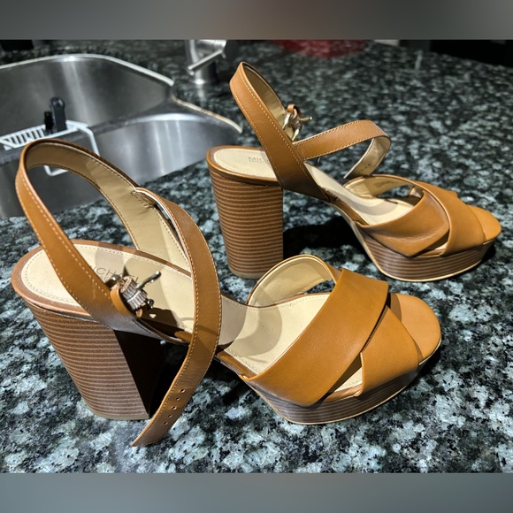 Michael Kors Brown/Tan High Heeled Strappy Sandals - Picture 6 of 6
